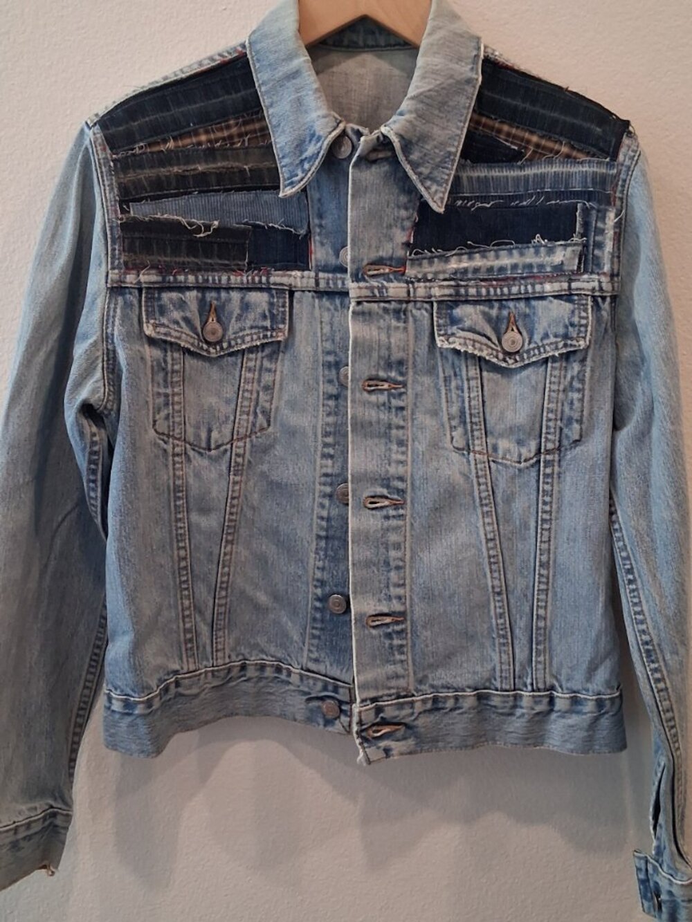 Upcycled Vintage Levis Denim Jacket Sashiko Boro Patchwork USA Small